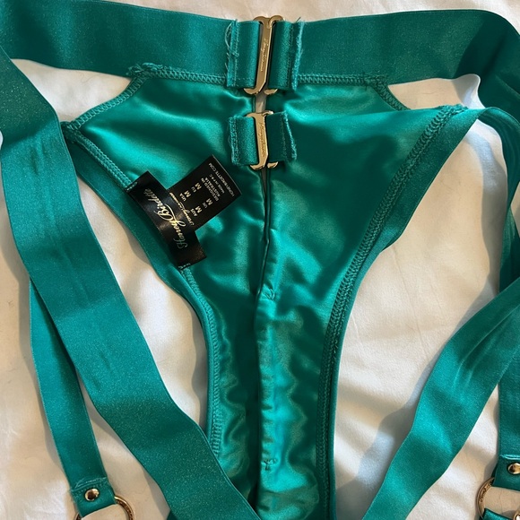 Honey Birdette kukuro jade full set - bra 34DD panties and suspenders M - Picture 5 of 8